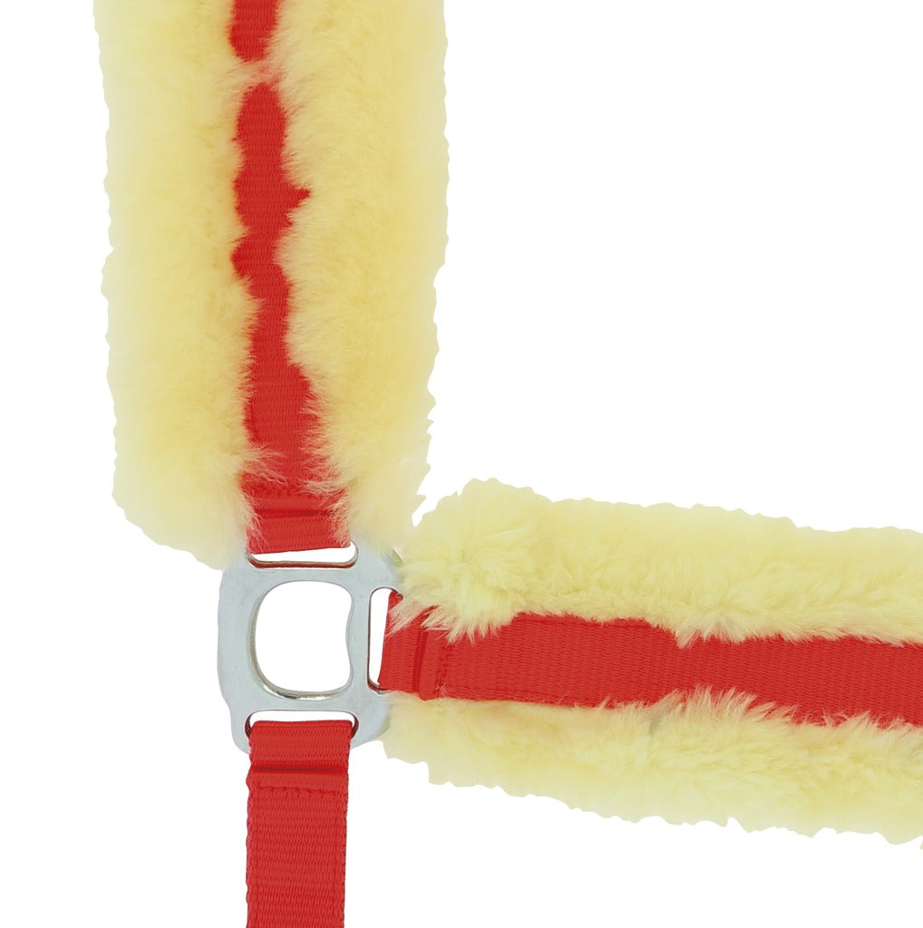 Licol EQUITHEME mouton synthétique rouge